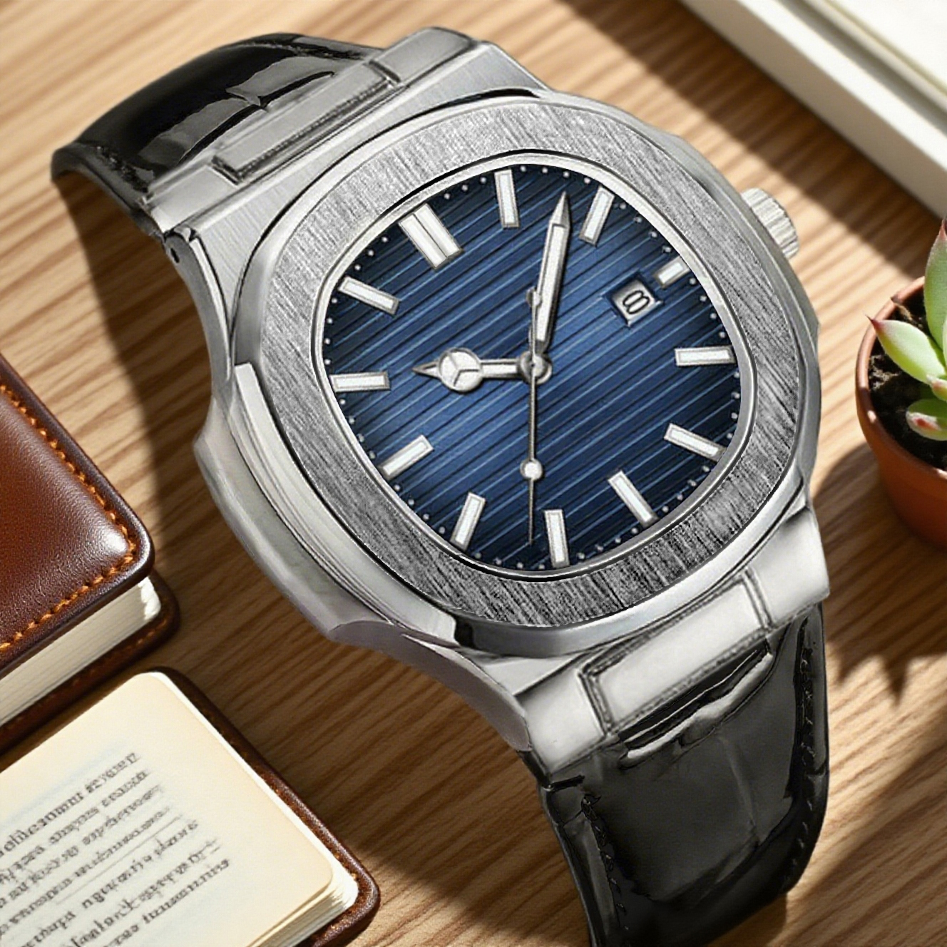 Đồng hồ lịch nam có dây da thật - Quà tặng ngày lễ phong cách phong cách thạch anh | BigBuy360 - bigbuy360.vn