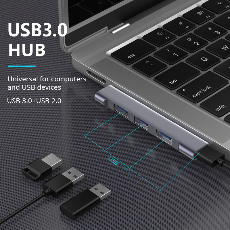 Cổng USB Hub Không Dây 4 Trong 1 Di Động Siêu Mỏng USB3.0 Docking Station Cho PC Laptop Notebook | BigBuy360 - bigbuy360.vn