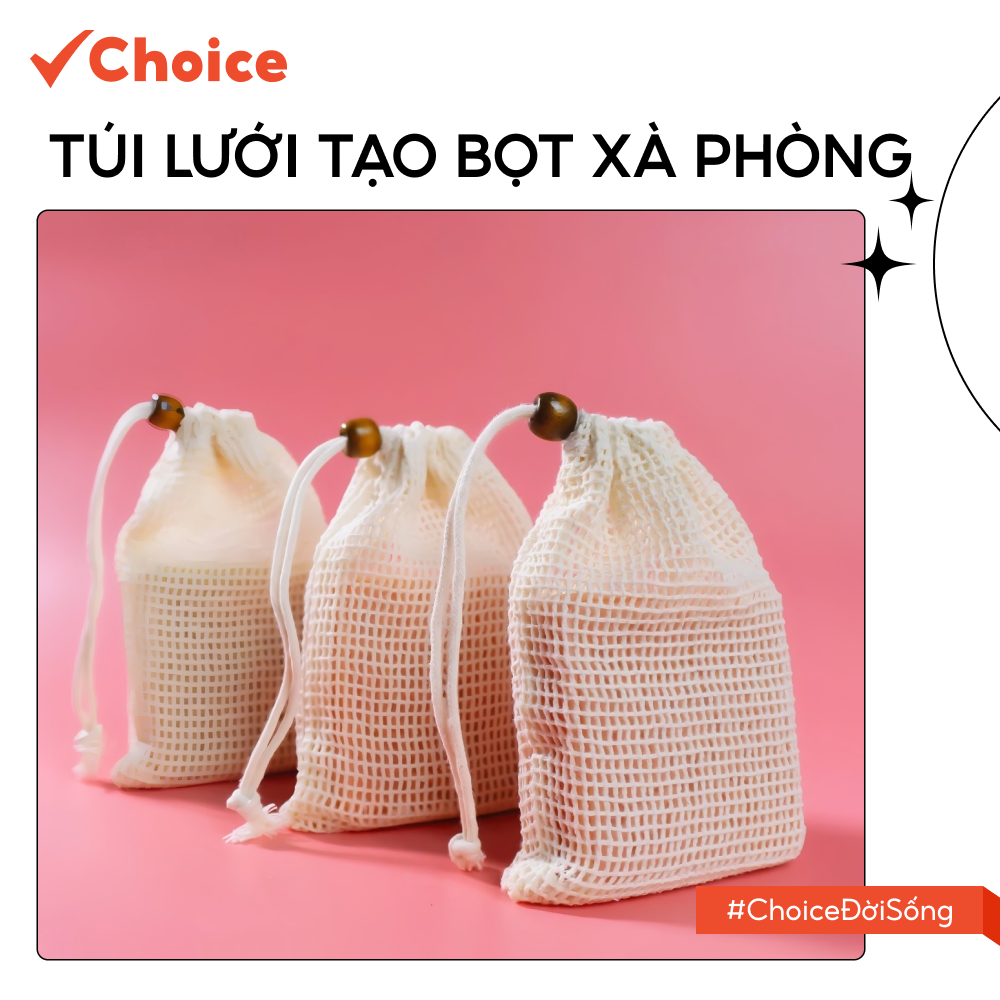 [Choice] Túi Lưới Tạo Bọt Xà Phòng LS1-2808-136 Tiện Lợi, Loại Xịn Có Dây Rút, Dày Dặn
