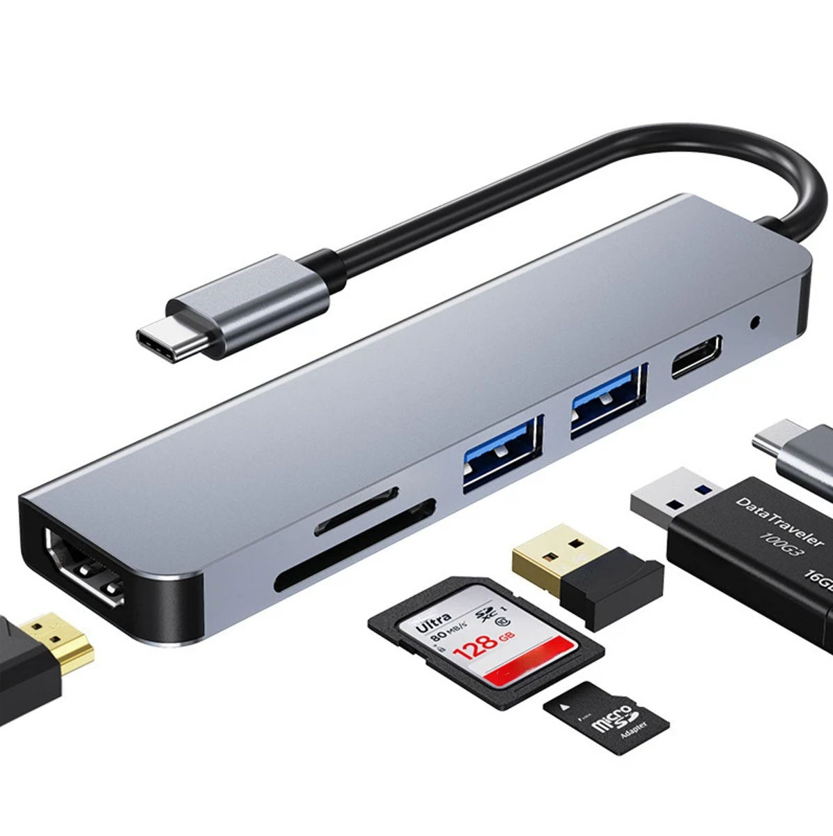 Loại C Hub Sang HDMI 4K USB3.0 TF Đầu Đọc Thẻ SD 6 Trong 1 PD 87W Bộ ...