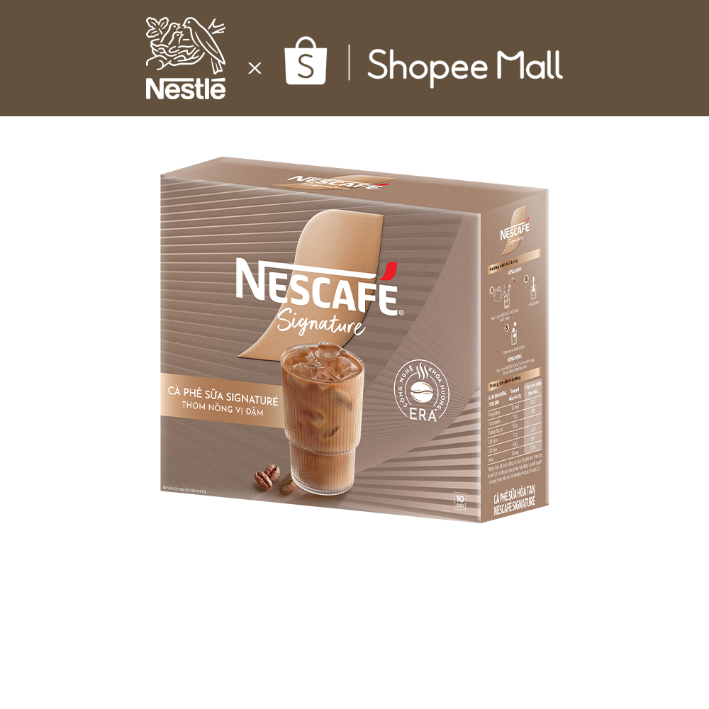 Cà phê sữa NESCAFÉ Signature Hộp 10 gói THƠM NỒNG VỊ ĐẬM