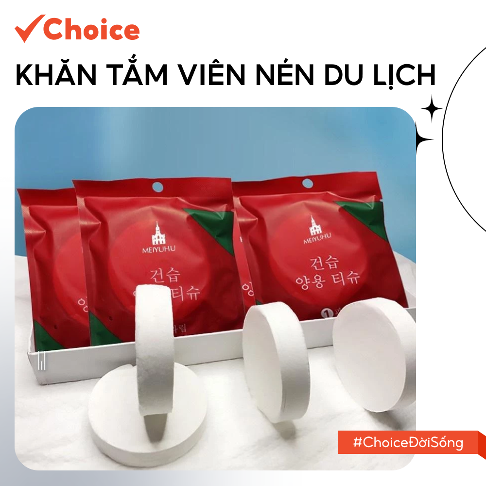 [Choice] Túi Khăn Tắm Viên Nén Du Lịch LS1-2808-3 70x140cm, Dùng Nhiều Lần, Chất Cotton Tiện Lợi