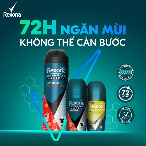Ảnh Xịt/lăn khử mùi Rexona 72H kháng khuẩn thể thao dành cho nam 135/45ml 2