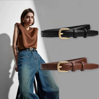 Thắt lưng da nữ phong cách Hàn Quốc, Khóa chốt hợp kim Dây đeo mỏng cho quần Denim, Quà tặng phụ kiện mặc hàng ngày thời trang
