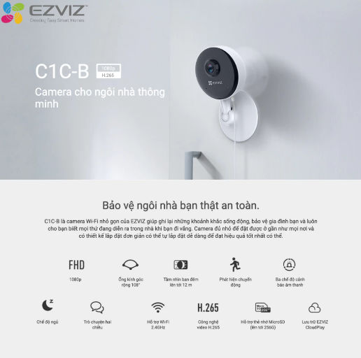 Ảnh Camera EZVIZ Wifi trong nhà C1C-B 1080P - Hàng chính hãng 2