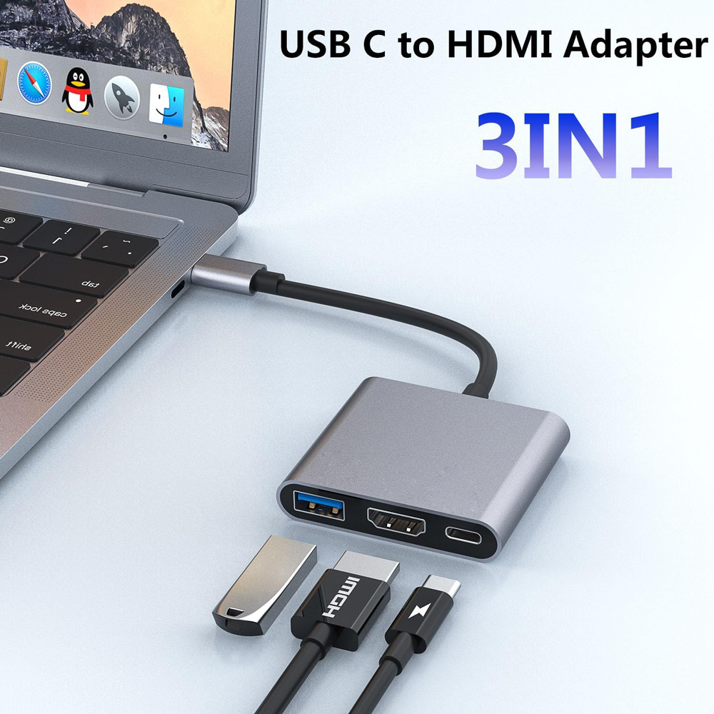 Trạm kết nối 3 trong 1 type-C sang HDMI 3.0HUB Đĩa Máy chiếu 4K HD Hub ...