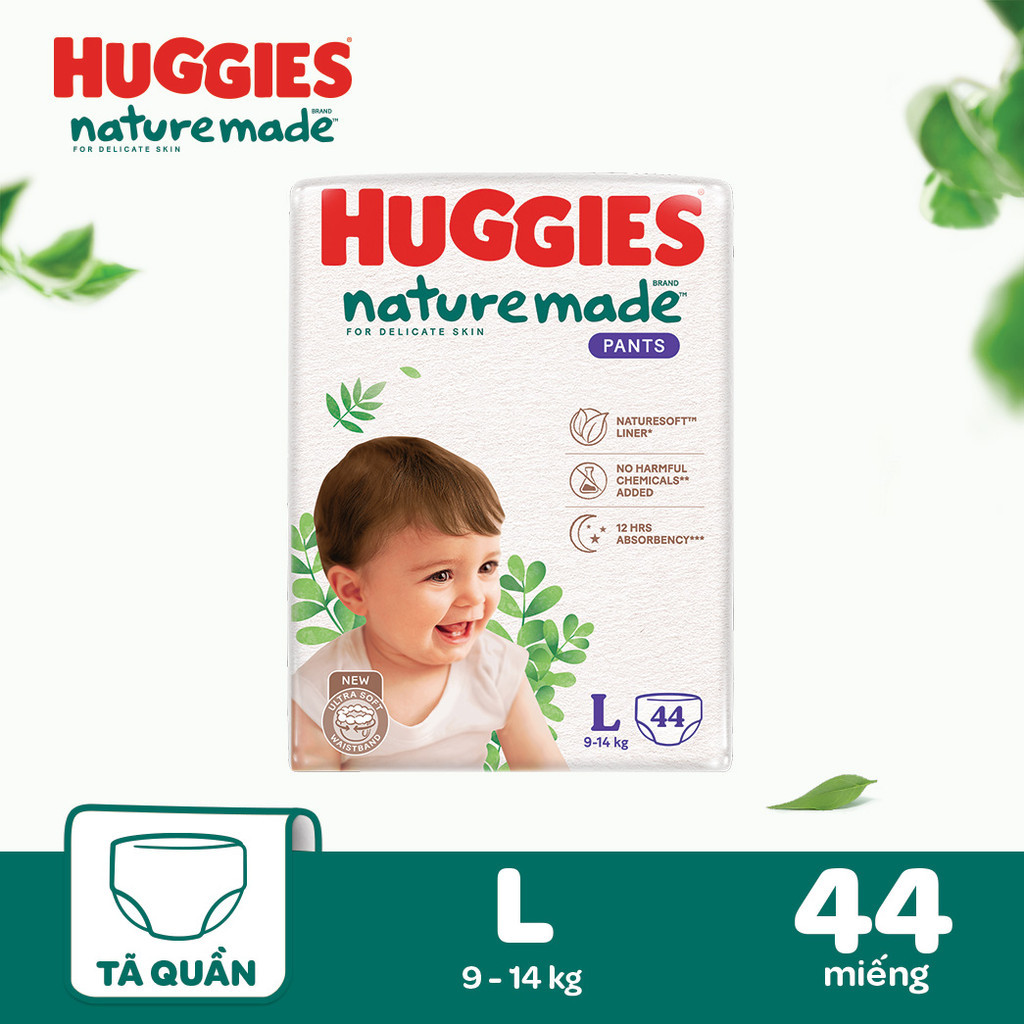 Ảnh Tã Quần Huggies Platinum Nature Made M58/L44/XL38/XXL26 1
