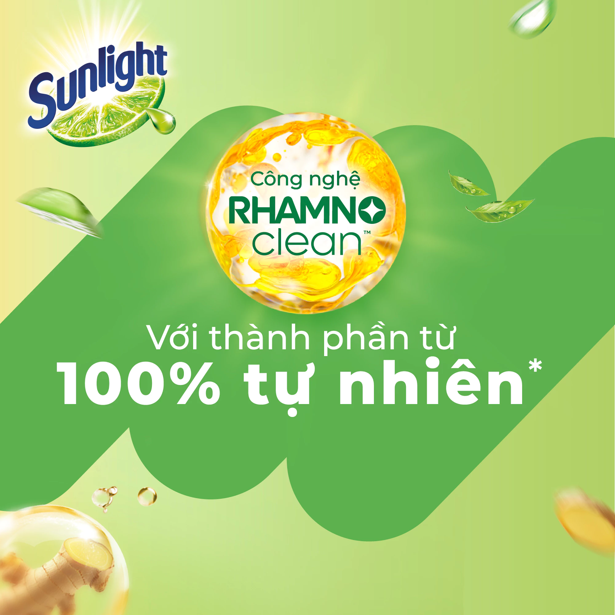 Nước rửa chén Sunlight Bio-care với thành phần từ 100% tự nhiên Túi 3.3kg
