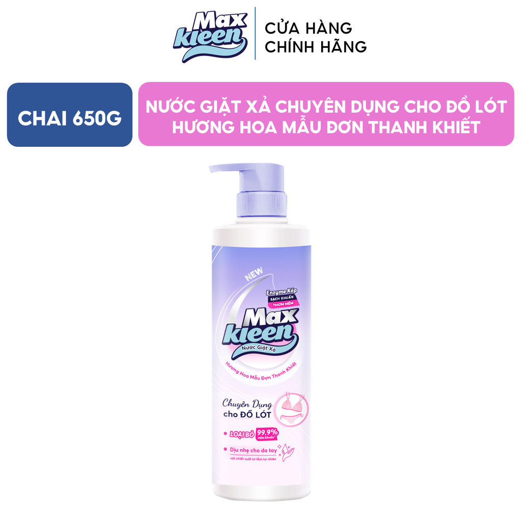 Ảnh Nước Giặt Xả MaxKleen chuyên dụng cho đồ lót chai 650g Hương hoa mẫu đơn thanh khiết 1