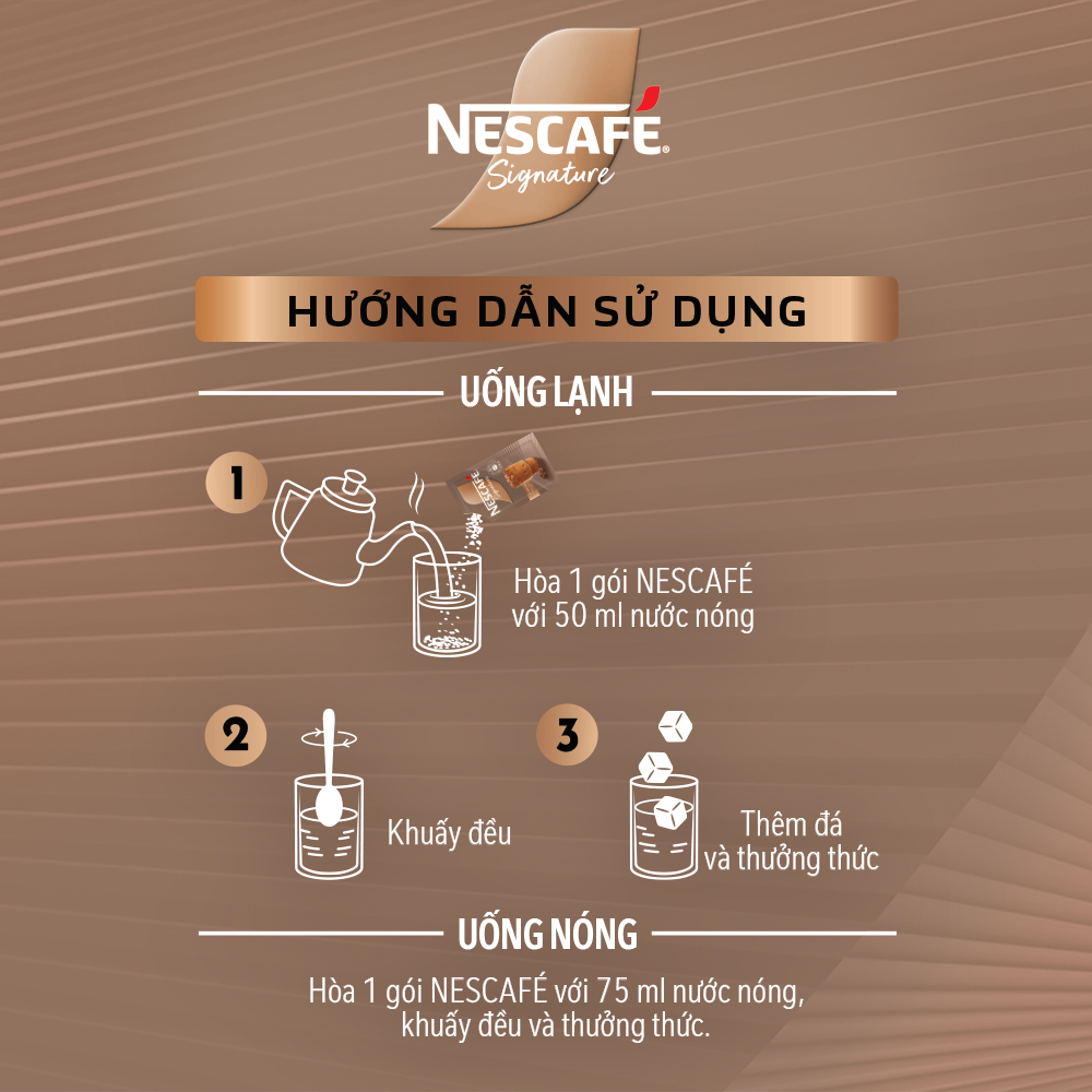 Cà phê sữa NESCAFÉ Signature Hộp 10 gói THƠM NỒNG VỊ ĐẬM