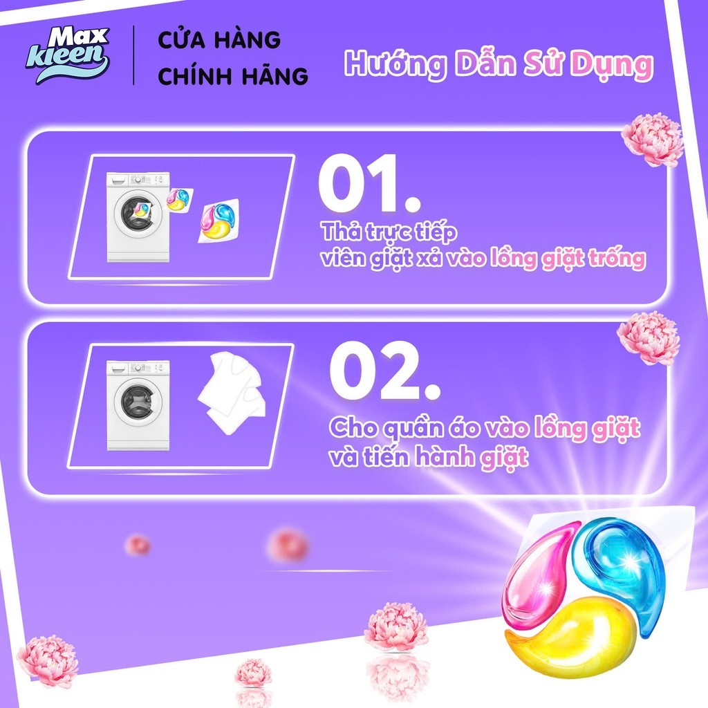 Ảnh Hộp Viên Giặt Xả MaxKleen Hương Dấu Ấn Ngọt Ngào 20 viên 2