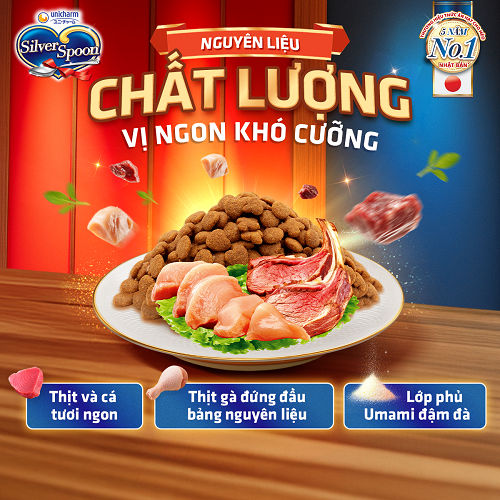 Thức ăn hạt cho mèo trong nhà Silver Spoon - Vị thịt gà & thịt cừu / Cá Hồi (1kg)