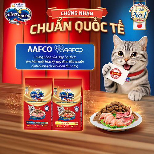 Thức ăn hạt cho mèo trong nhà Silver Spoon - Vị thịt gà & thịt cừu / Cá Hồi (1kg)