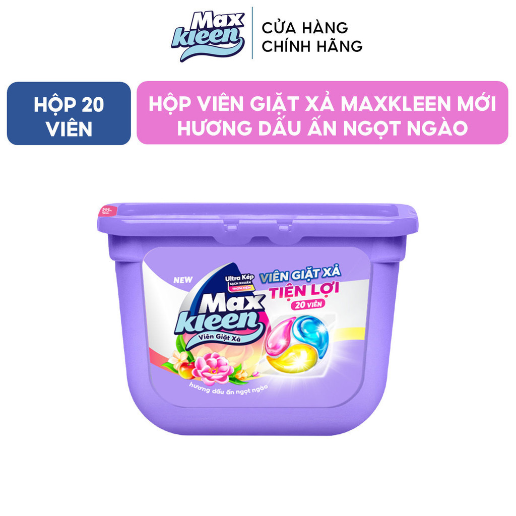 Ảnh Hộp Viên Giặt Xả MaxKleen Hương Dấu Ấn Ngọt Ngào 20 viên 1
