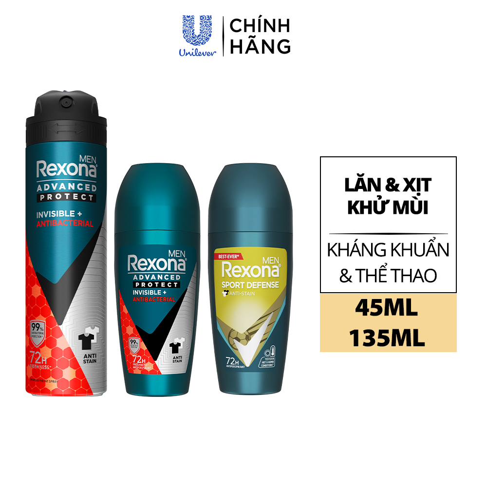 Ảnh Xịt/lăn khử mùi Rexona 72H kháng khuẩn thể thao dành cho nam 135/45ml 1