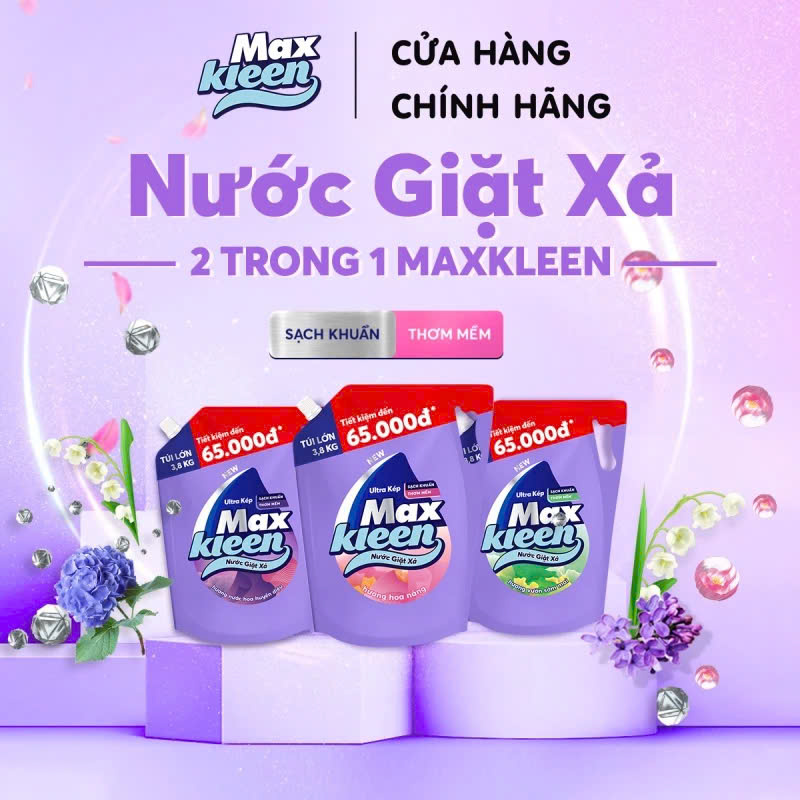 Ảnh Túi Nước Giặt Xả MaxKleen 3kg Hương Nước Hoa Huyền Diệu/ Hoa Nắng 2