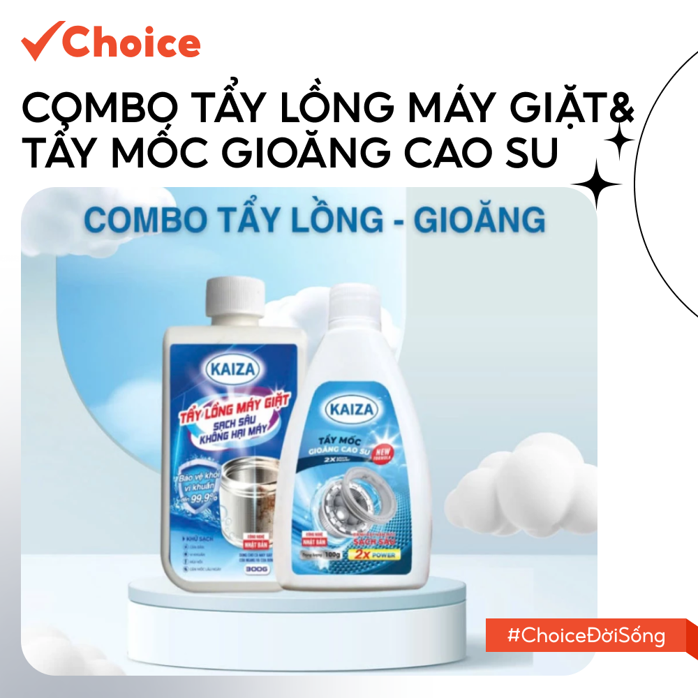 [Choice] Combo Tẩy Lồng Máy Giặt & Tẩy Mốc Gioăng Cao Su FM2-2775-2 Làm Sạch Sâu, Khử Mùi