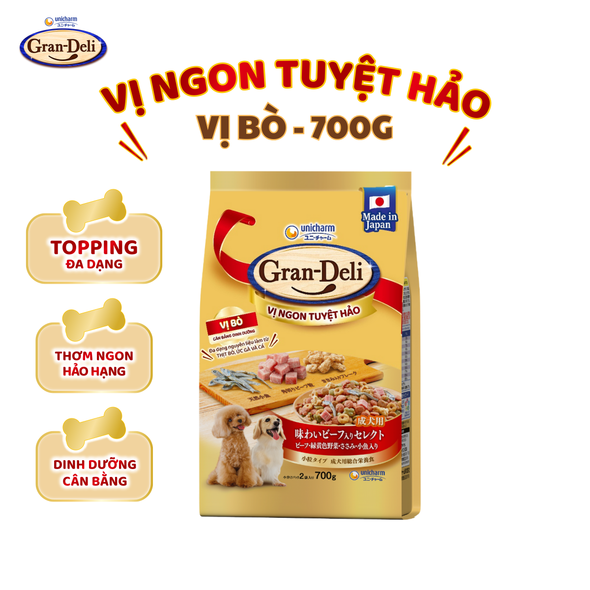 Thức ăn khô cho chó Gran Deli 700g/gói