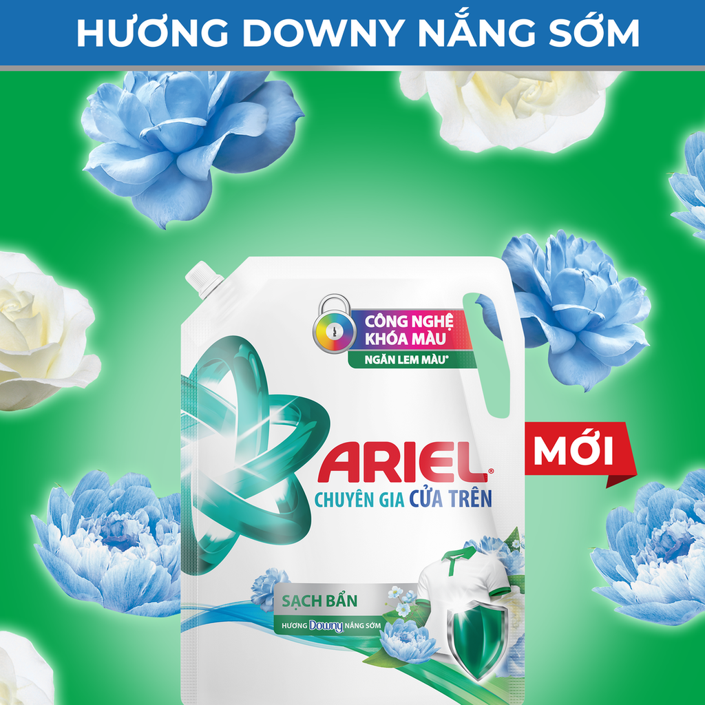 Ảnh Combo 2 Nước Giặt ARIEL Chuyên Gia Cửa Trên Ngăn Lem Màu Hương Downy Nắng Sớm/ Nước Hoa/ Oải Hương Túi 4.1KG 4