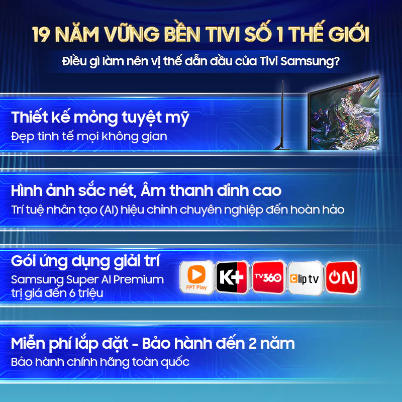 Smart Tivi Samsung UHD U8500FKXXV 2025 - Miễn phí lắp đặt