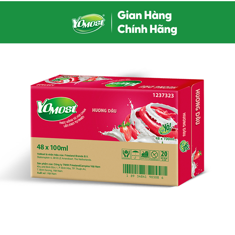 Ảnh Thùng 48 Hộp Sữa chua uống Yomost vị dâu 100ml/hộp 1
