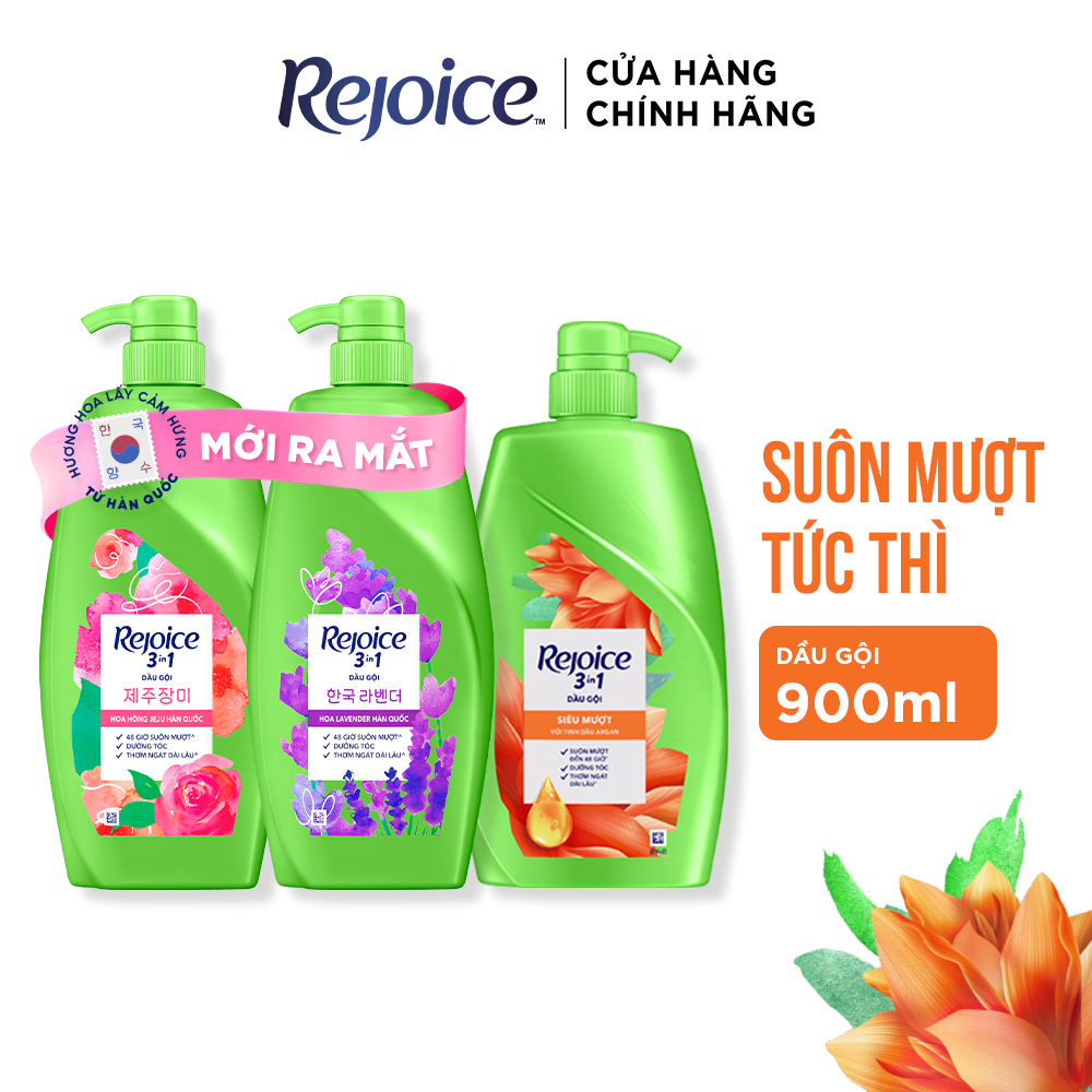 Ảnh Dầu Gội REJOICE Siêu Mượt / Hoa Hồng Jeju/ Lavender Hàn Quốc/ Giảm Ngứa Da Đầu/ Nước Hoa Mẫu Đơn - Chai 900ML 2