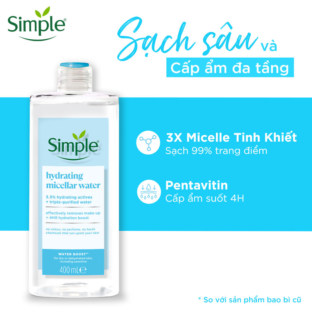 NƯỚC TẨY TRANG SẠCH SÂU DỊU NHẸ - SIMPLE MICELLAR WATER 400ML | BigBuy360 - bigbuy360.vn