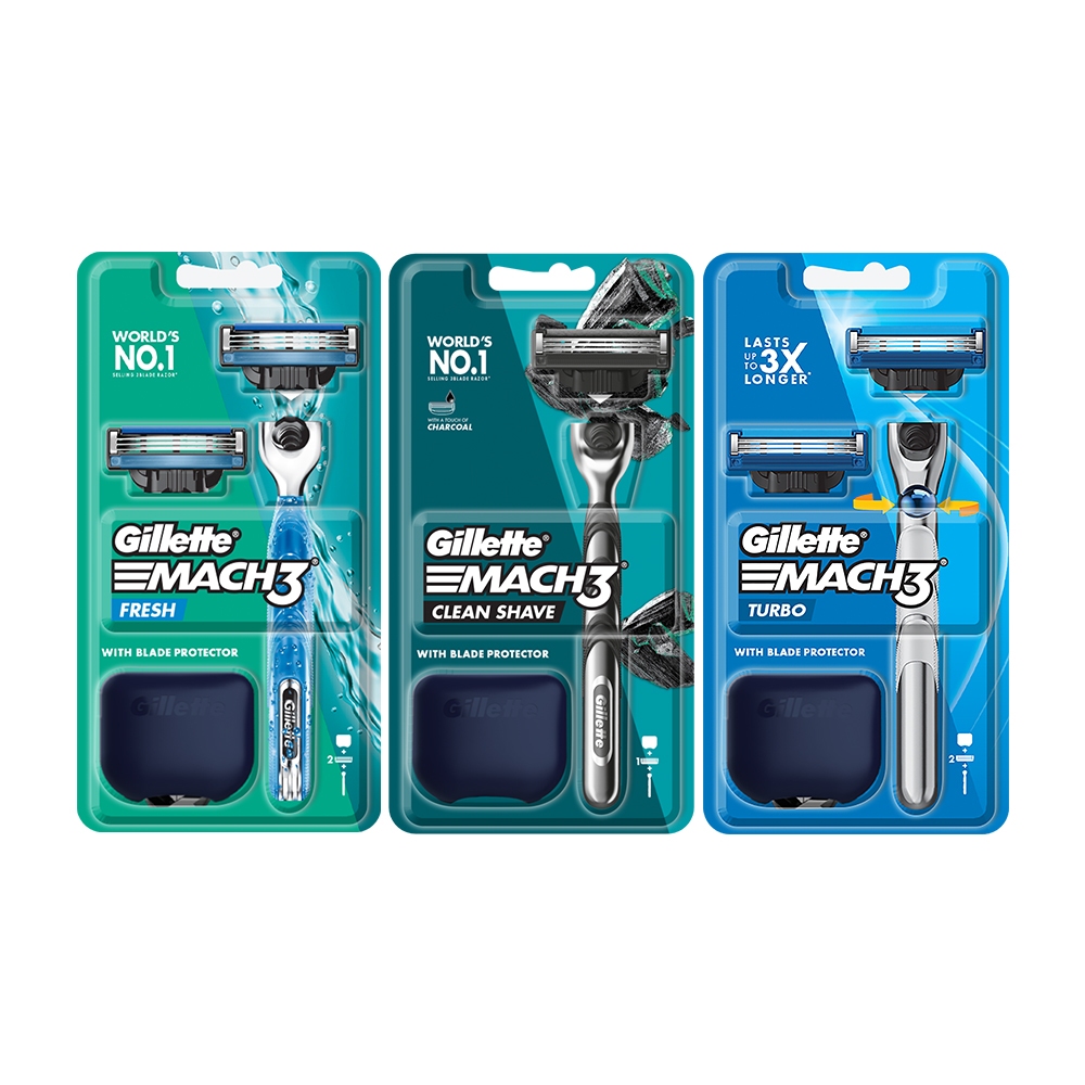 Ảnh Dao Cạo Râu GILLETTE Mach3 Clean Shave /Mach 3+/ Mach3 Turbo - Hộp 1 Cán 2 Lưỡi/1 Lưỡi 1