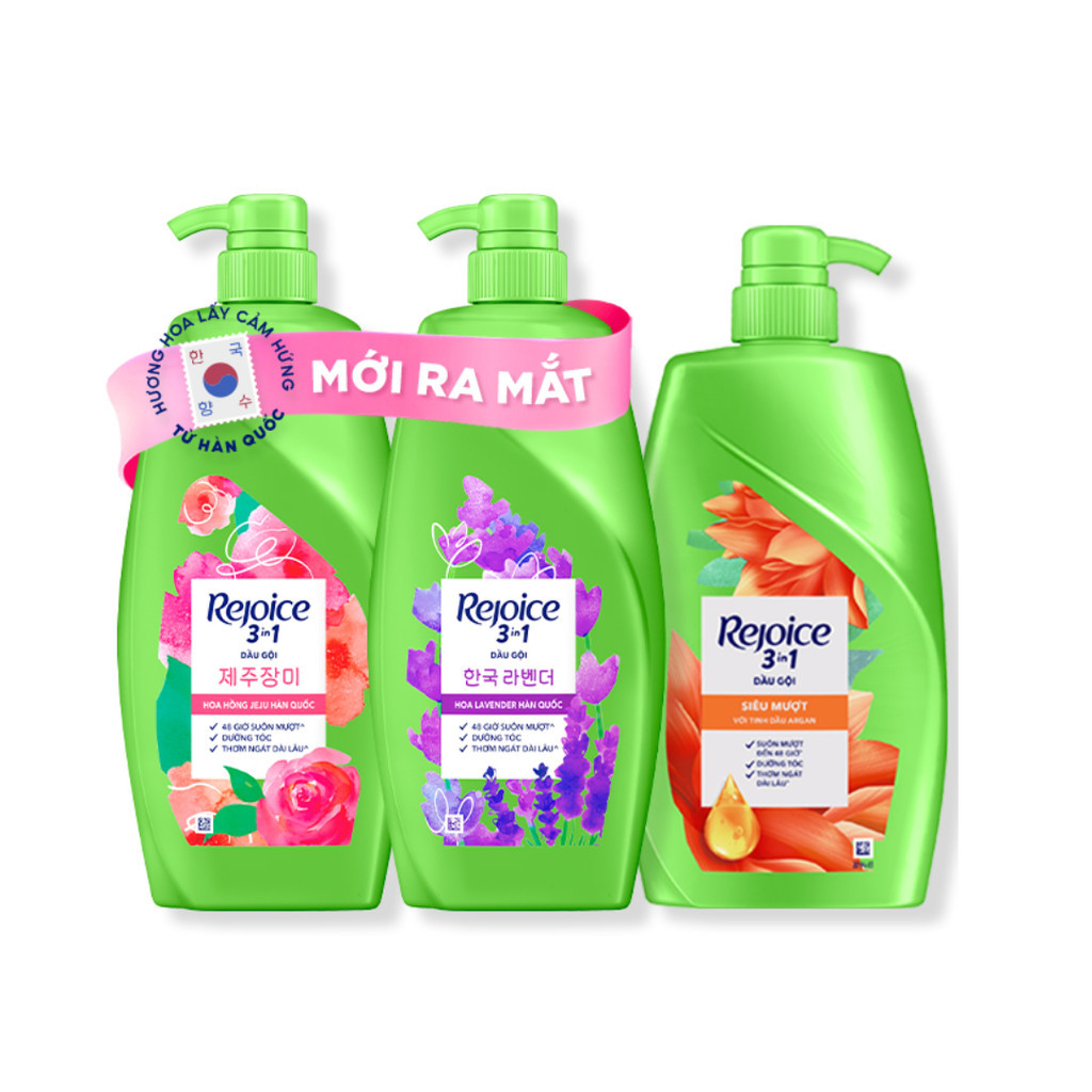Ảnh Dầu Gội REJOICE Siêu Mượt / Hoa Hồng Jeju/ Lavender Hàn Quốc/ Giảm Ngứa Da Đầu/ Nước Hoa Mẫu Đơn - Chai 900ML 1