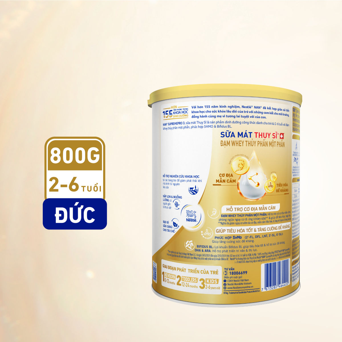 Ảnh Bộ 2 Lon Sữa bột Nestlé NAN SUPREMEPRO 3 800g nhập khẩu Đức đạm Gentle Optipro ngừa mẫn cảm 4
