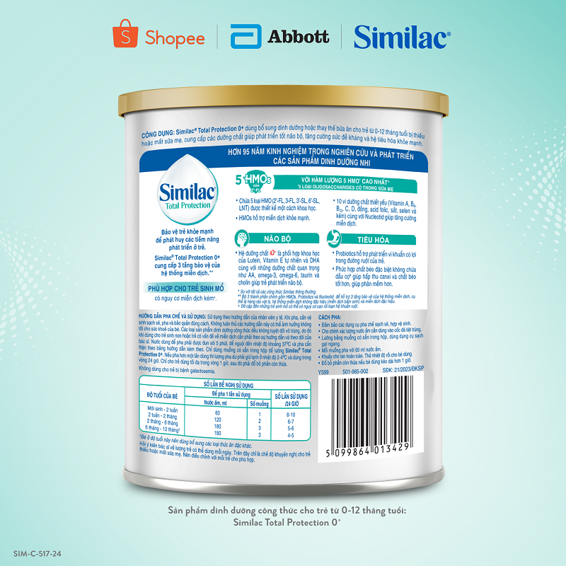 Ảnh Sản phẩm dinhdưỡng côngthức chotrẻ từ0-12tháng:Similac®Total Protection 0+380g(Phùhợpchotrẻ sinhmổ cónguycơ miễndịchkém) 3