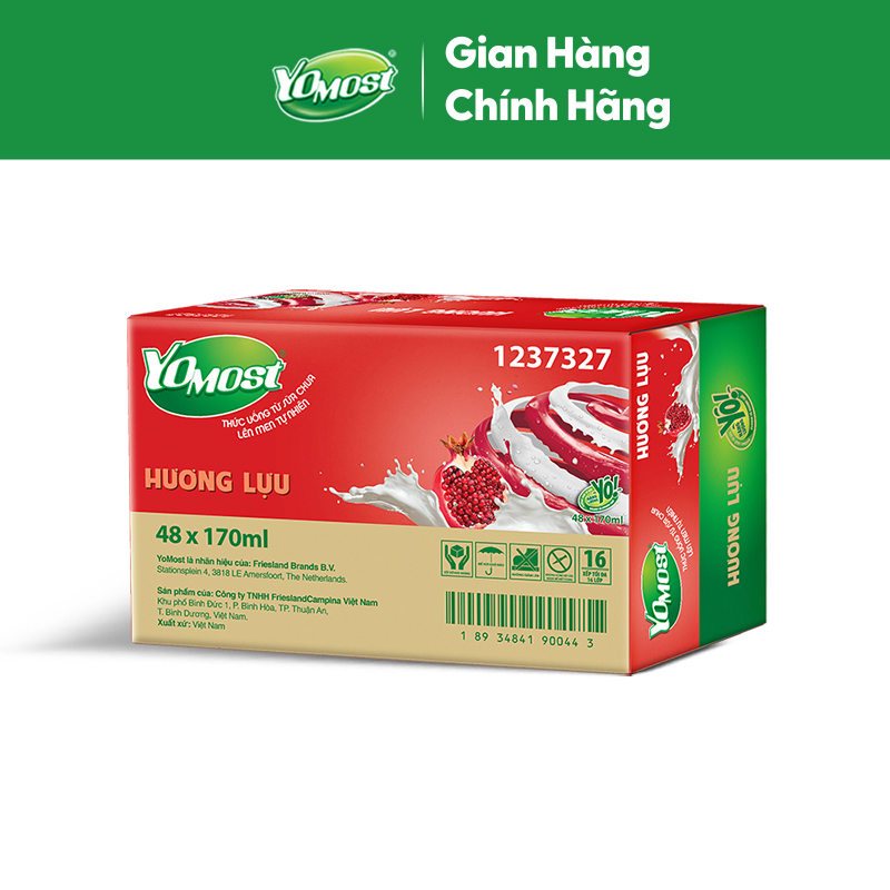 Ảnh Thùng 48 Hộp Sữa Chua Lên Men Tự Nhiên Yomost Hương Lựu (170ml/Hộp) 1