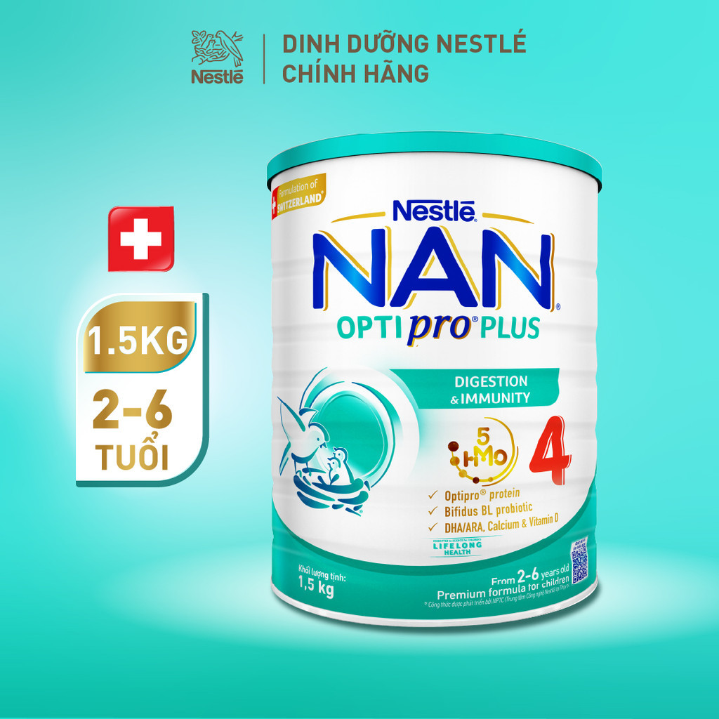 Ảnh Bộ 2 Lon Sữa bột Nestlé NAN OPTIPRO PLUS 4 xuất xứ Thụy Sĩ 1500g cho bé 2 - 6 tuổi 2