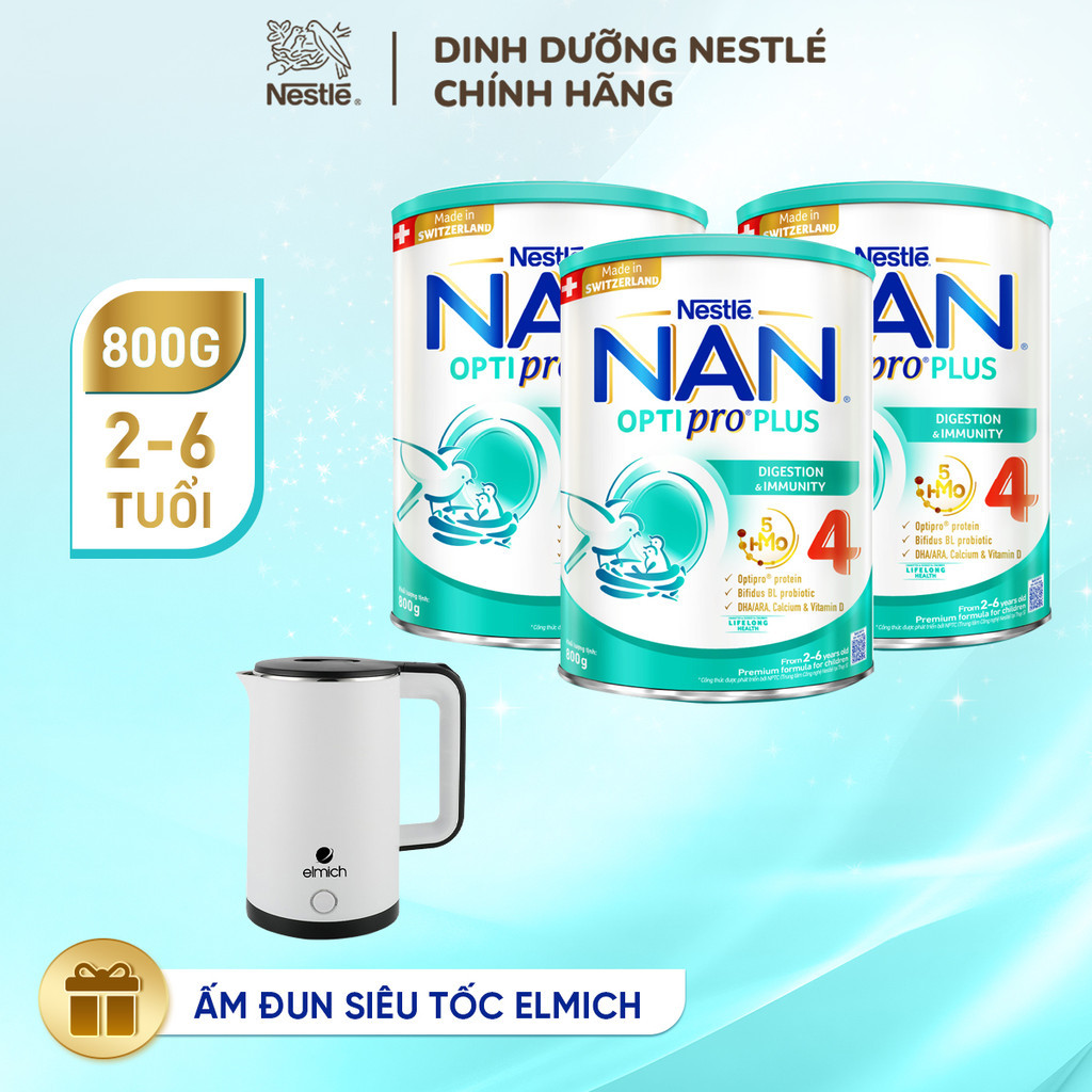 Ảnh Bộ 3 Lon Sữa bột Nestlé NAN OPTIPRO PLUS 4 xuất xứ Thụy Sĩ 800g cho bé 2 - 6 tuổi 1