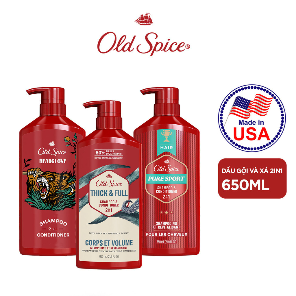 Ảnh Gội xả 2in1 Old Spice 650ml - Mỹ 2