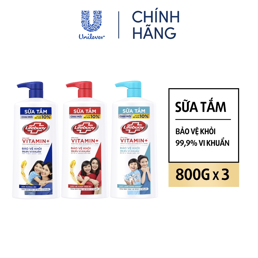 Ảnh Sữa Tắm Lifebuoy Sạch Khuẩn Bảo Vệ Khỏi 99.9% Vi Khuẩn, Hỗ Trợ Cùng Đề Kháng Da Tự Nhiên 800G/ Phiên bản Tết 888g 2