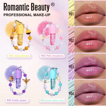 Dầu bóng Môi Romantic Beauty, Dưỡng Ẩm, Làm Đầy Môi, Son Bóng Dưỡng Môi Có Móc Khóa, Tiện Dụng Mang Theo Hàng Ngày