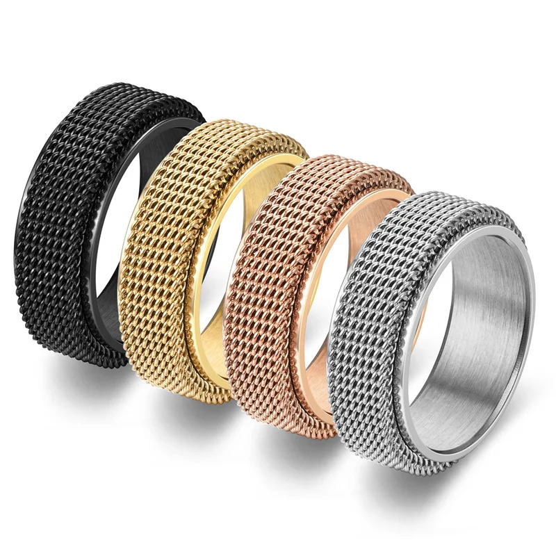 Nhẫn chống căng thẳng thép không gỉ cho xoay giải tỏa lo âu, nhẫn fidget xoay phong cách punk, 8mm