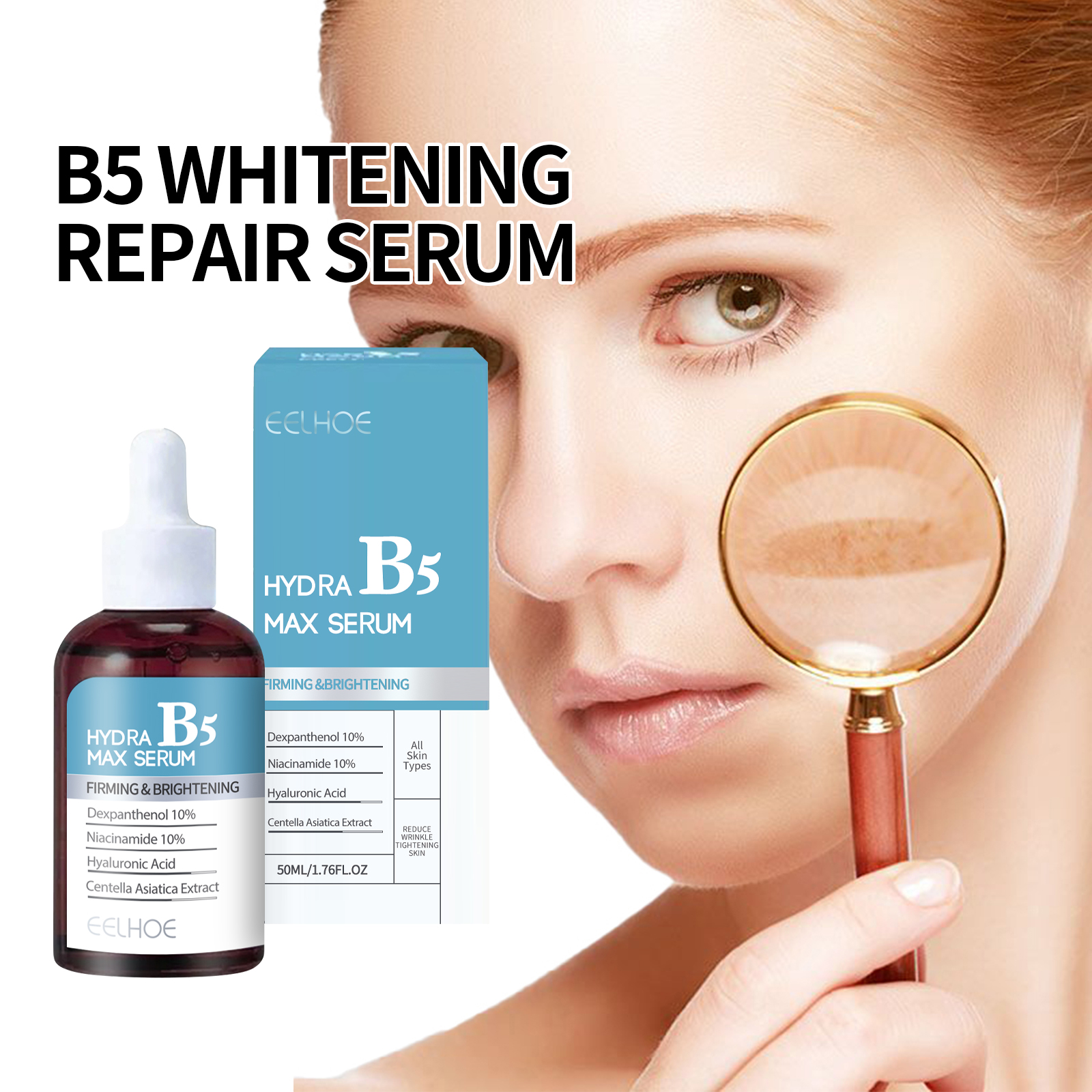 EELHOE Serum Vitamin B5 cho da mặt, dưỡng ẩm, cấp nước, nuôi dưỡng, kết cấu mịn nhẹ, thẩm thấu nhanh