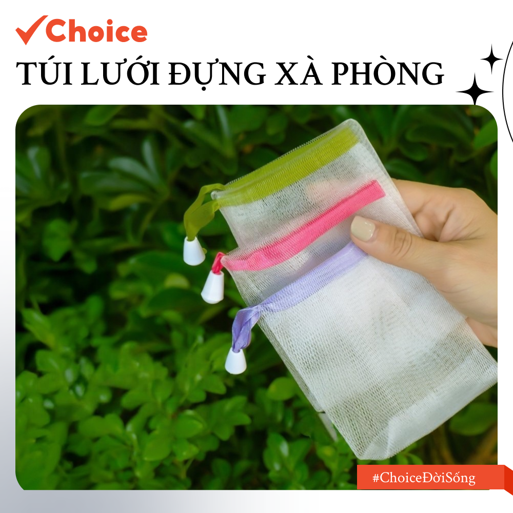 [Top Value] Túi Lưới Đựng Xà Phòng Tạo Bọt , Dây Rút Kích Thước 15cmx9cm ( loại 2 lớp dày dặn)