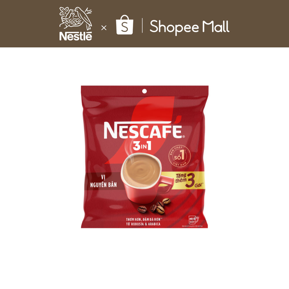 [KHUYẾN MÃI TẶNG 3 GÓI] NESCAFÉ 3IN1 VỊ NGUYÊN BẢN (Bịch 46+3 gói x 16g)