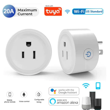 Ổ cắm thông minh cho Tuya WiFi Phích cắm thông minh Tiêu chuẩn Hoa Kỳ 20 / 10A Ổ cắm WiFi gia đình Hoạt động với ổ thông Alexa tuya phích phích minh