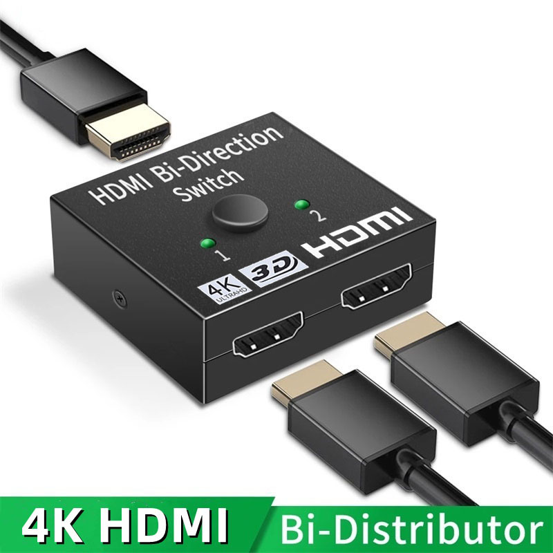 Bộ chia HDMI 4K hai chiều Công tắc chuyển đổi 1 trong 2 ra hỗ trợ Ultra HD 4K 3D HDR HDCP