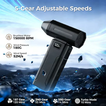 Máy thổi quạt phản lực One Set X8 Turbo có đèn, 150000RPM 5 Gear Máy hút bụi không khí mạnh mẽ Máy thổi khí điện hút bụi Mini hút bụi Quạt bạo lực