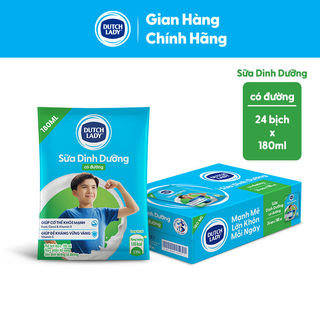 Thùng 24 Bịch Sữa Dinh Dưỡng Dutch Lady Có Đường 24x180ml