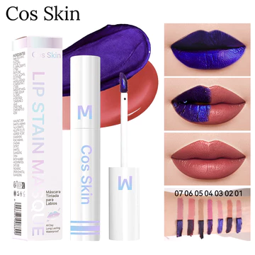 Cos Skin Son Bóng Dạng Lột 7 Màu, Chống Nước & Không Lem, Son Lì Transfer-Proof