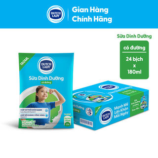 Thùng 24 Bịch Sữa Dinh Dưỡng Dutch Lady Có Đường 24x180ml
