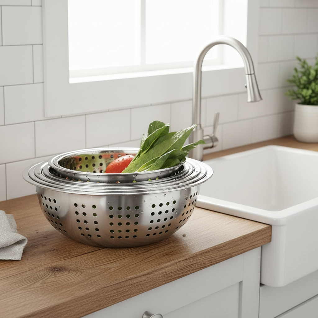 Rổ rửa rau củ inox lỗ lớn kiểm soát thoát nước nhà bếp | Shopee Việt Nam