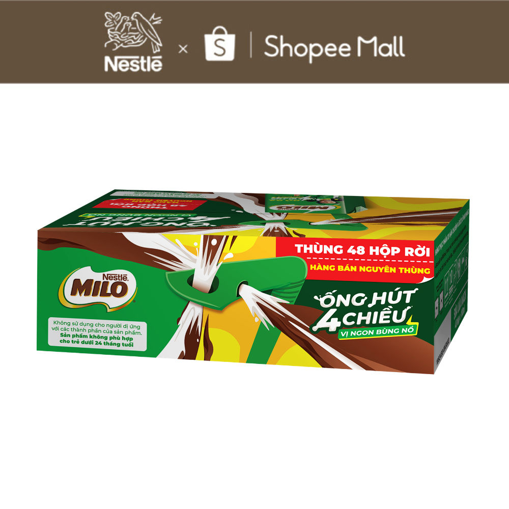 [Phiên bản ống hút 4 chiều] Sữa Lúa Mạch Nestlé MILO 48x180ml Không Màng Co