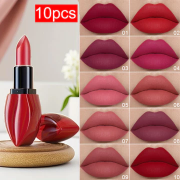 CmaaDu Bộ 10 thỏi (01~10) & Bộ 6 thỏi (01 03 04 06 07 10): Son lì, chống thấm nước, lâu trôi, không lem, son nhung, không dính cốc, lên màu chuẩn, mỹ phẩm trang điểm tone nude